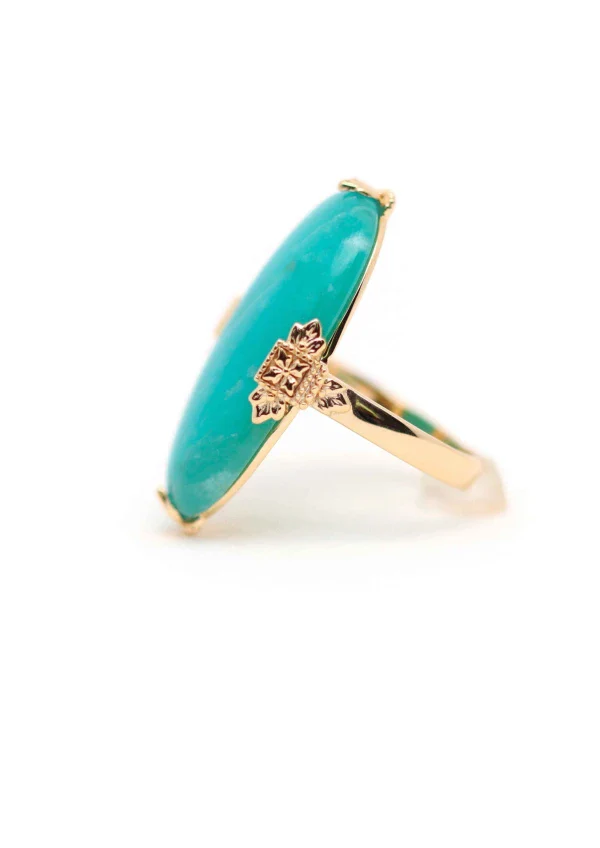 Bague plaqué or et Amazonite ovale I Joséphine - Image 3