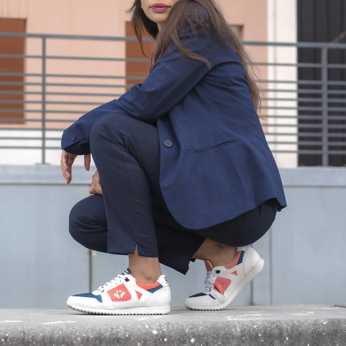 Baskets véganes pour femmes Corail / Bleu Raven - Image 9
