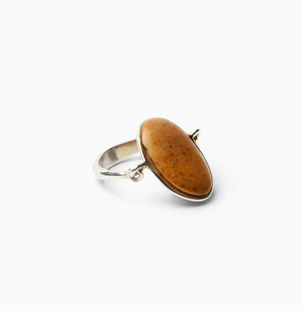 Petite bague en argent galet jaune - Trouble - Image 4